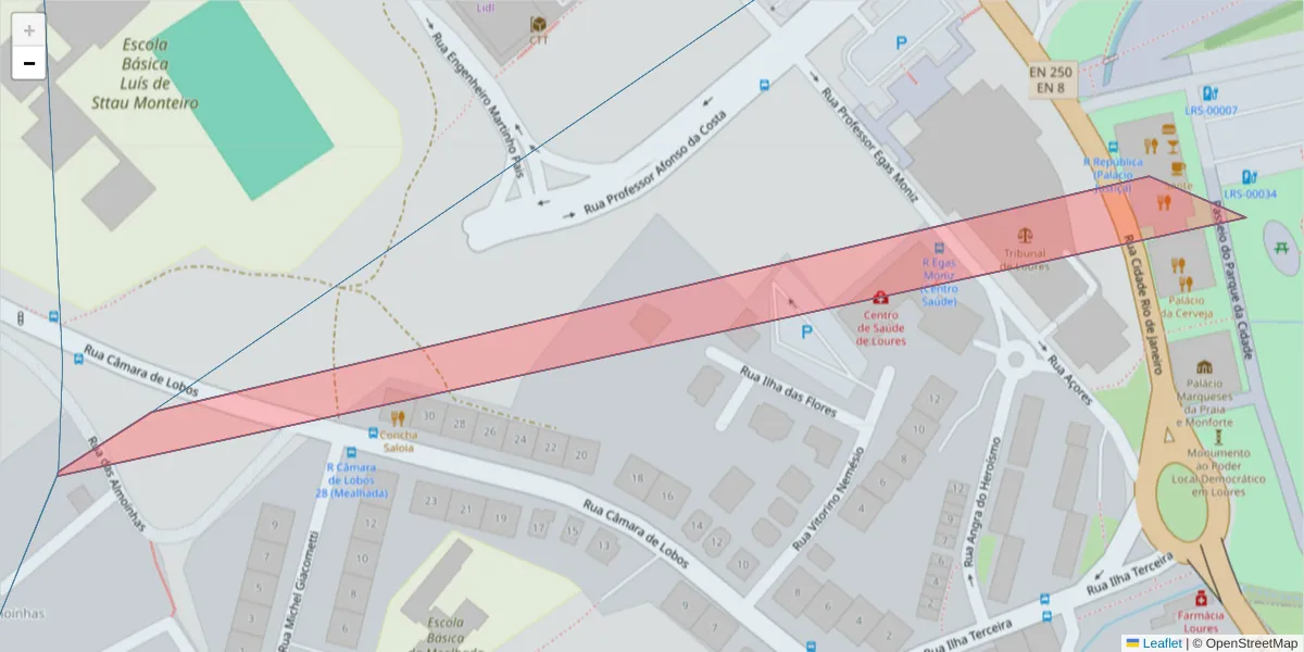 Mapa detalhado do código postal 2670-332 com limites, códigos postais vizinhos e agências dos correios