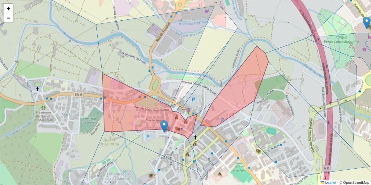 Mapa detalhado do código postal 2670-420 com limites, códigos postais vizinhos e agências dos correios