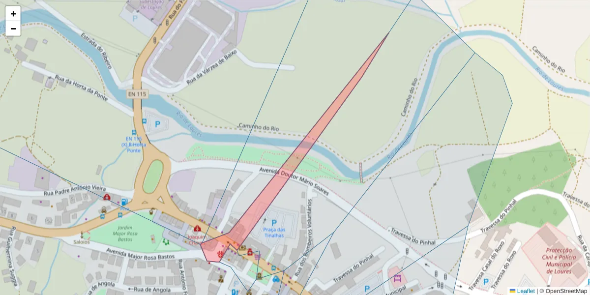 Mapa detalhado do código postal 2670-474 com limites, códigos postais vizinhos e agências dos correios