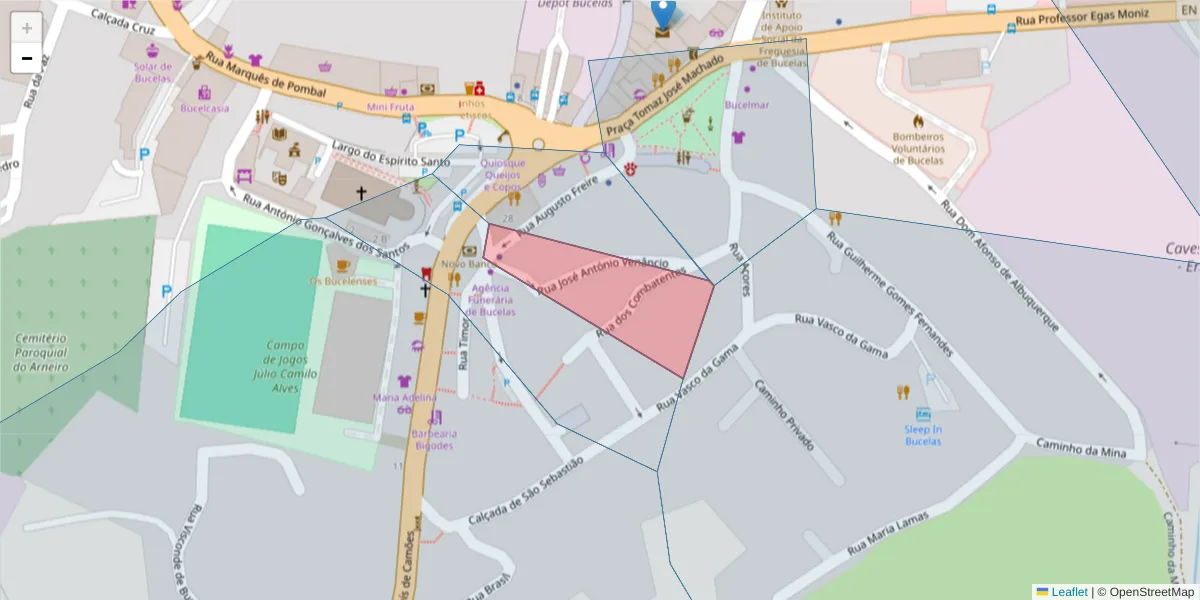 Mapa detalhado do código postal 2670-644 com limites, códigos postais vizinhos e agências dos correios
