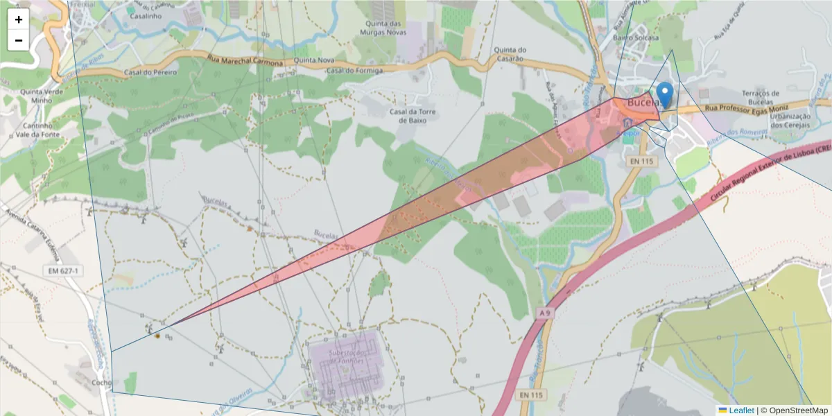 Mapa detalhado do código postal 2670-655 com limites, códigos postais vizinhos e agências dos correios