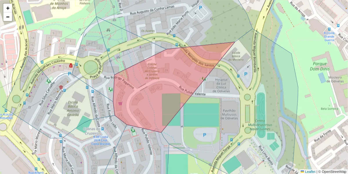 Mapa detalhado do código postal 2675-567 com limites, códigos postais vizinhos e agências dos correios
