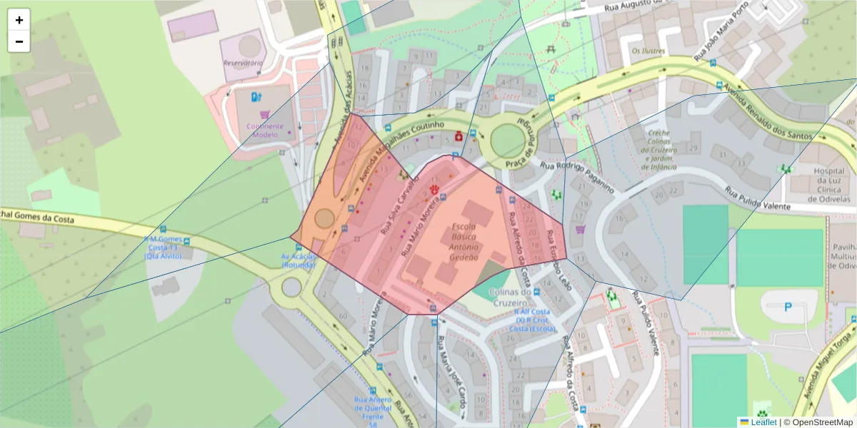 Mapa detalhado do código postal 2675-660 com limites, códigos postais vizinhos e agências dos correios