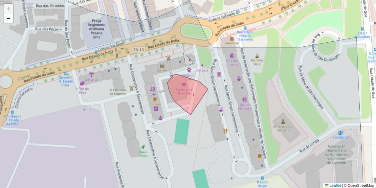 Mapa detalhado do código postal 2685-010 com limites, códigos postais vizinhos e agências dos correios