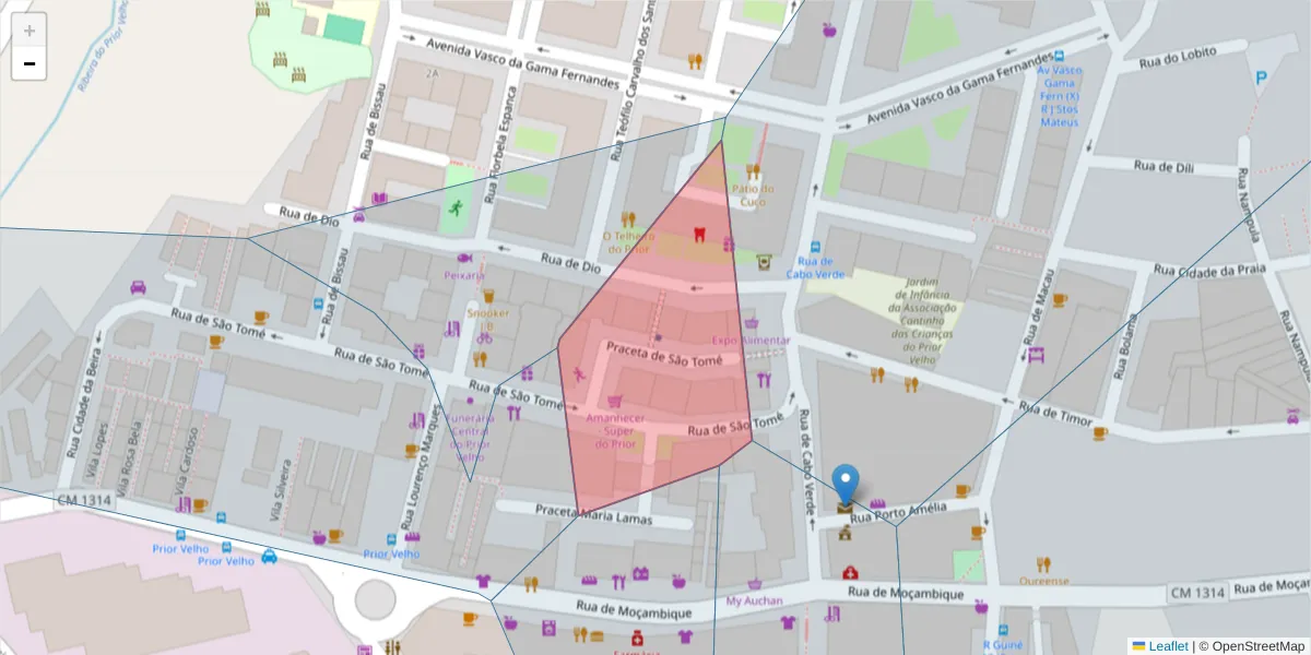 Mapa detalhado do código postal 2685-370 com limites, códigos postais vizinhos e agências dos correios