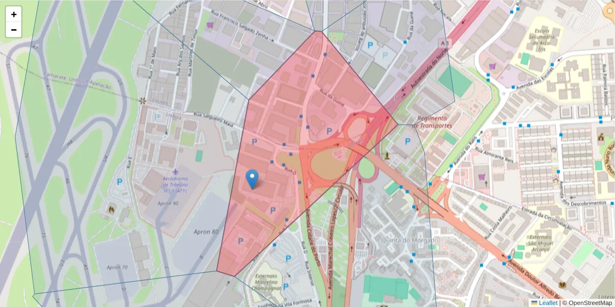 Mapa detalhado do código postal 2685-378 com limites, códigos postais vizinhos e agências dos correios