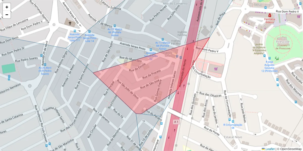 Mapa detalhado do código postal 2690-178 com limites, códigos postais vizinhos e agências dos correios