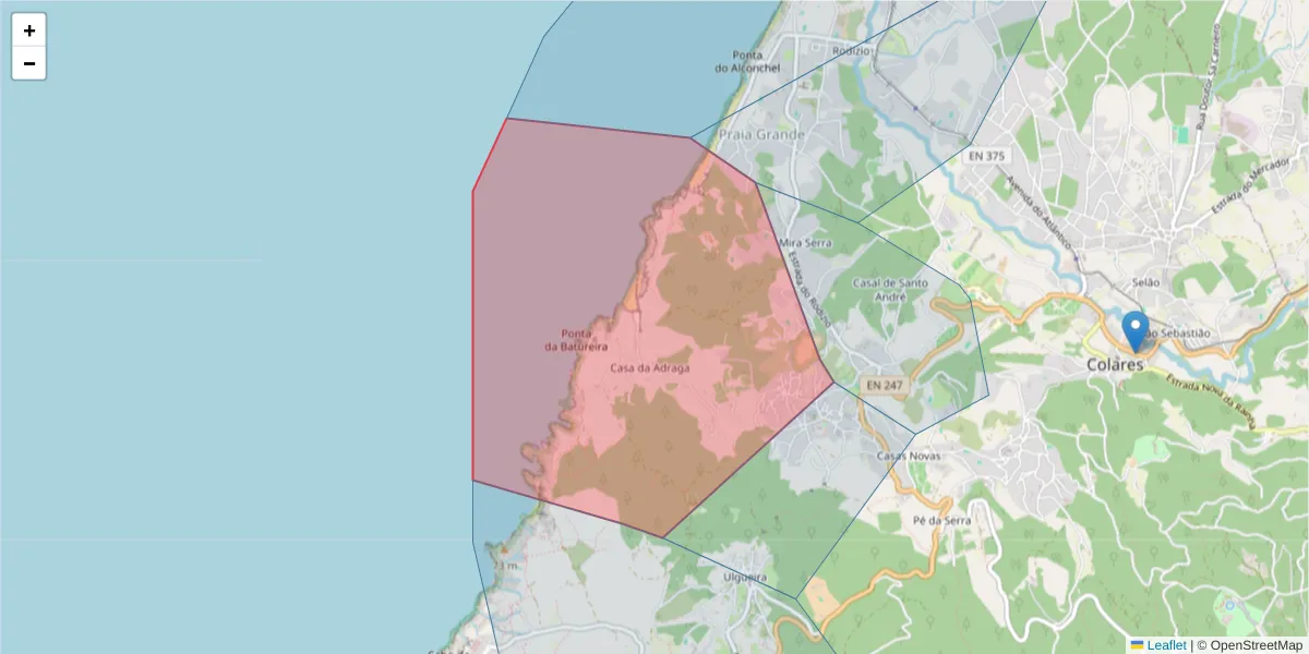 Mapa detalhado do código postal 2705-029 com limites, códigos postais vizinhos e agências dos correios