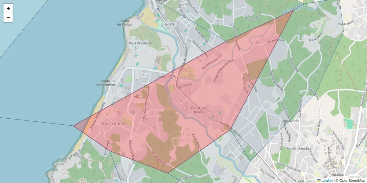 Mapa detalhado do código postal 2705-287 com limites, códigos postais vizinhos e agências dos correios