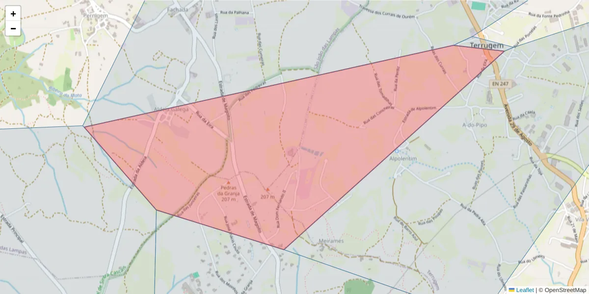 Mapa detalhado do código postal 2705-867 com limites, códigos postais vizinhos e agências dos correios
