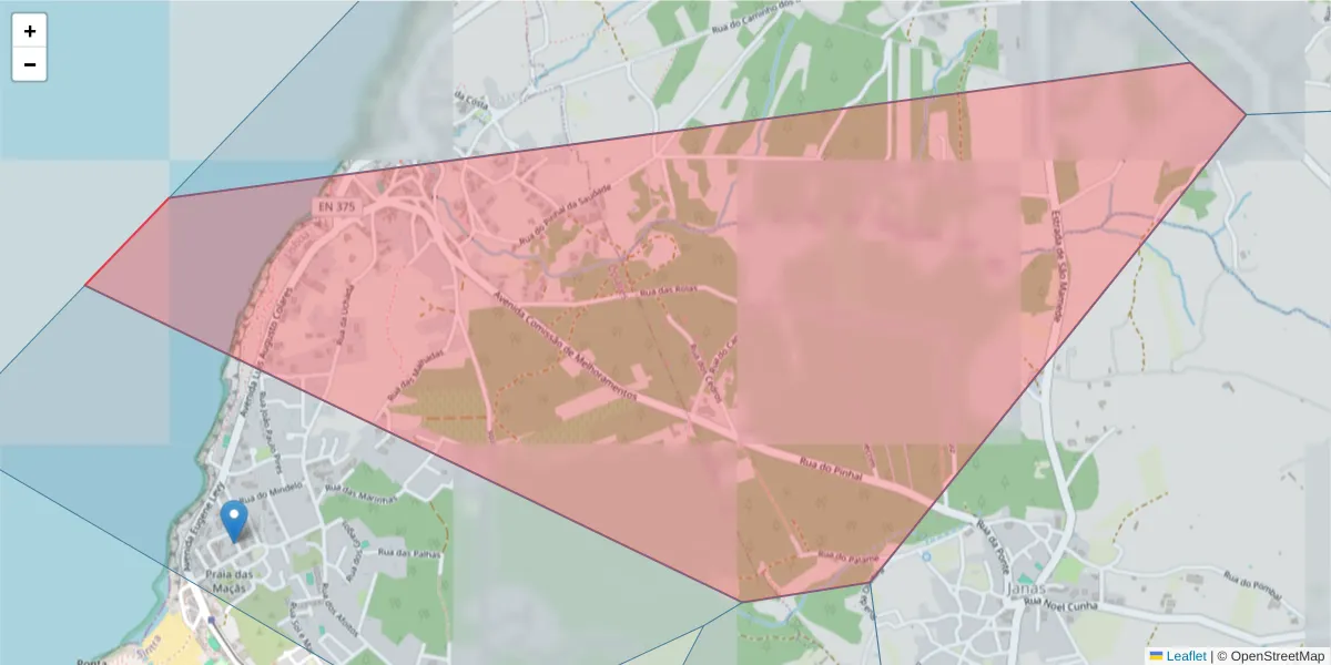 Mapa detalhado do código postal 2705-92 com limites, códigos postais vizinhos e agências dos correios