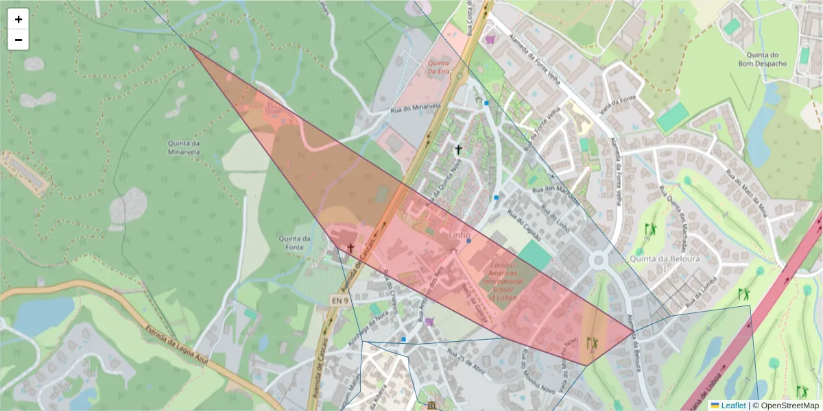 Mapa detalhado do código postal 2710-301 com limites, códigos postais vizinhos e agências dos correios