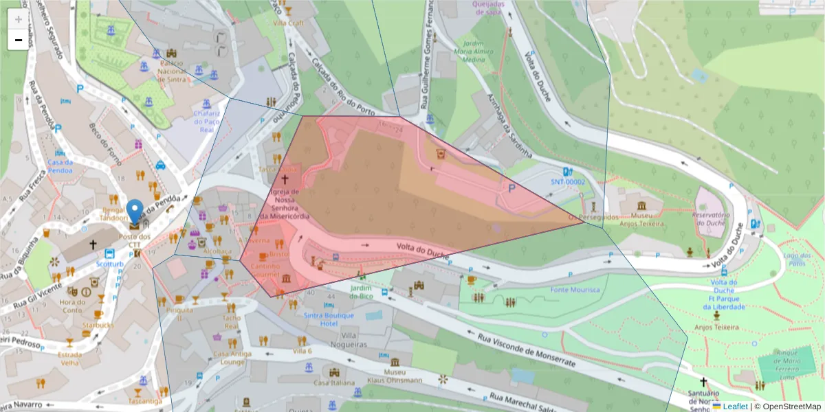 Mapa detalhado do código postal 2710-591 com limites, códigos postais vizinhos e agências dos correios
