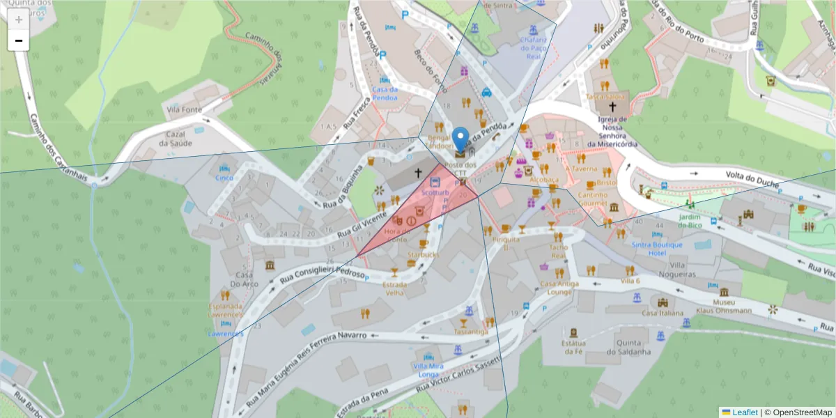 Mapa detalhado do código postal 2710-616 com limites, códigos postais vizinhos e agências dos correios