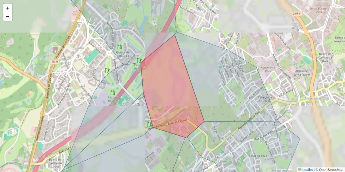 Mapa detalhado do código postal 2710-692 com limites, códigos postais vizinhos e agências dos correios
