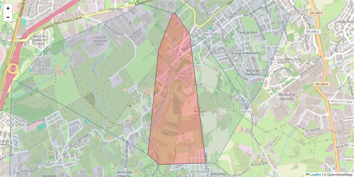 Mapa detalhado do código postal 2710-713 com limites, códigos postais vizinhos e agências dos correios
