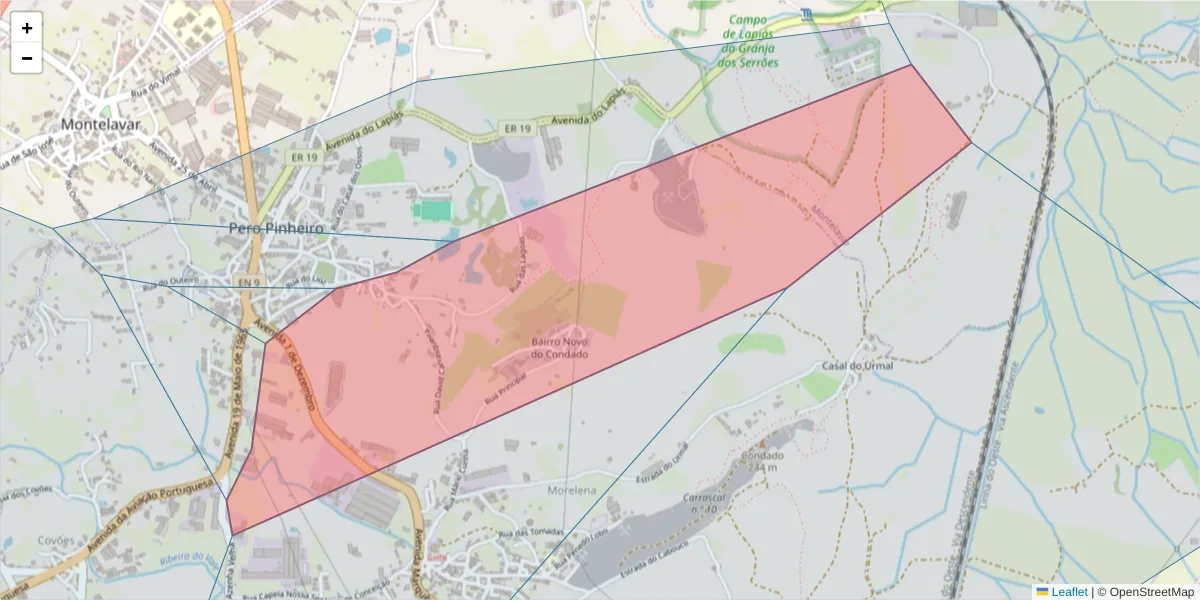Mapa detalhado do código postal 2715-109 com limites, códigos postais vizinhos e agências dos correios