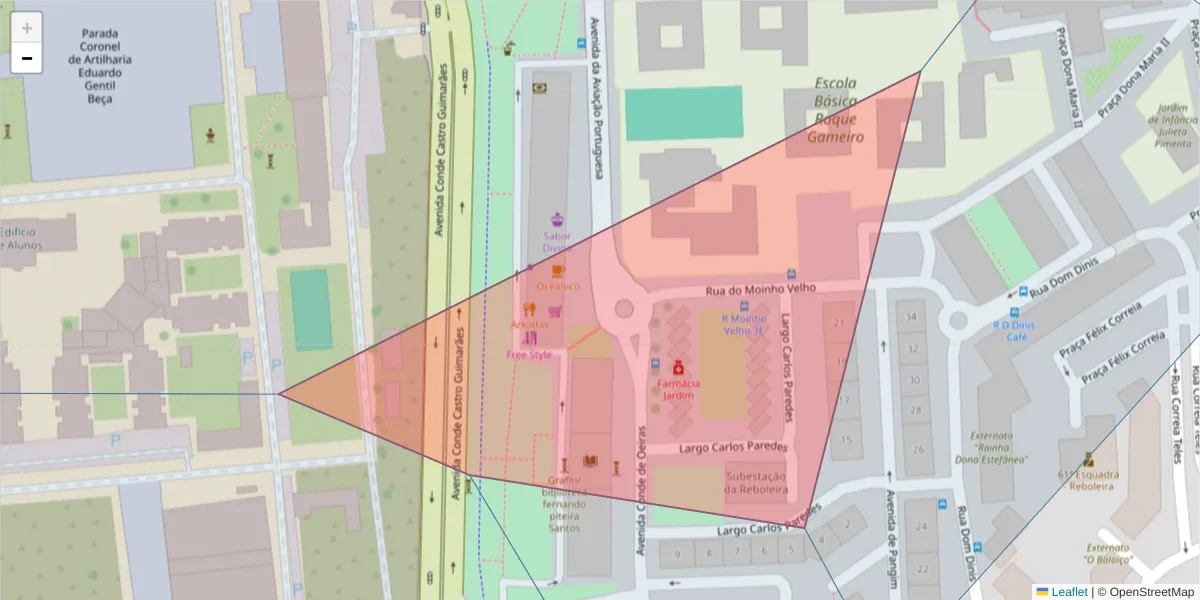 Mapa detalhado do código postal 2720-127 com limites, códigos postais vizinhos e agências dos correios