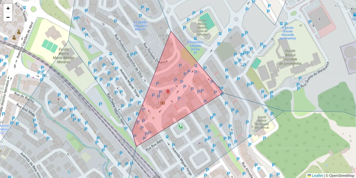 Mapa detalhado do código postal 2725-528 com limites, códigos postais vizinhos e agências dos correios