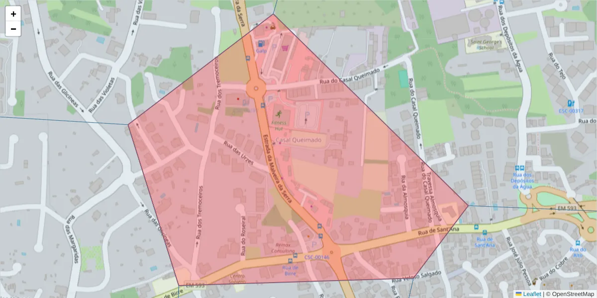 Mapa detalhado do código postal 2750-272 com limites, códigos postais vizinhos e agências dos correios