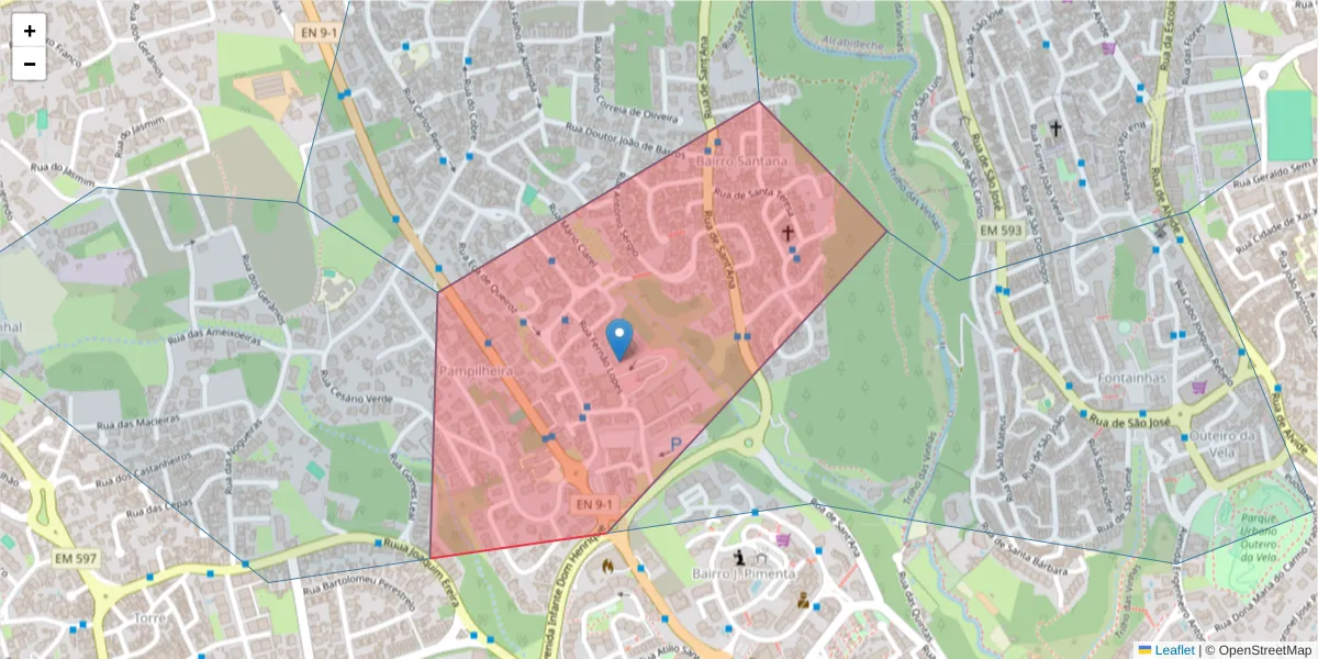 Mapa detalhado do código postal 2750-663 com limites, códigos postais vizinhos e agências dos correios
