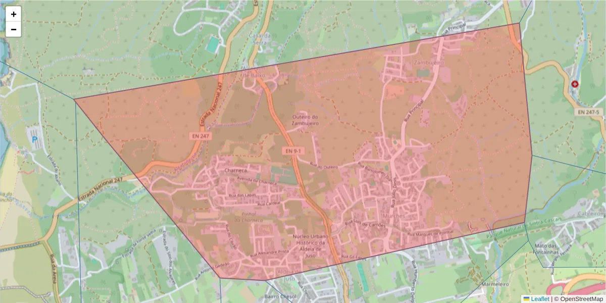 Mapa detalhado do código postal 2755-296 com limites, códigos postais vizinhos e agências dos correios