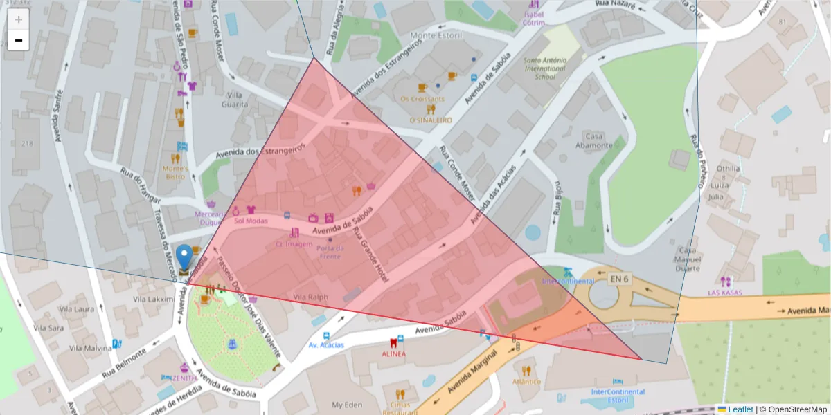 Mapa detalhado do código postal 2765-278 com limites, códigos postais vizinhos e agências dos correios