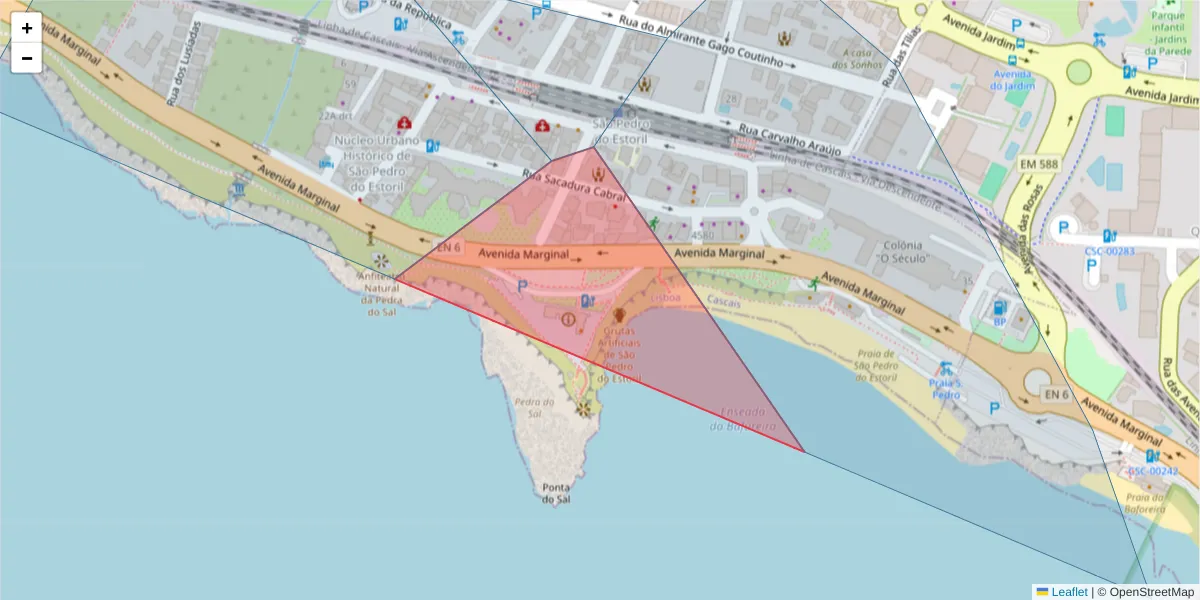 Mapa detalhado do código postal 2765 com limites, códigos postais vizinhos e agências dos correios