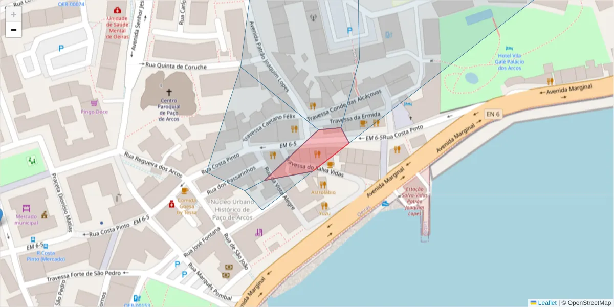 Mapa detalhado do código postal 2770-046 com limites, códigos postais vizinhos e agências dos correios