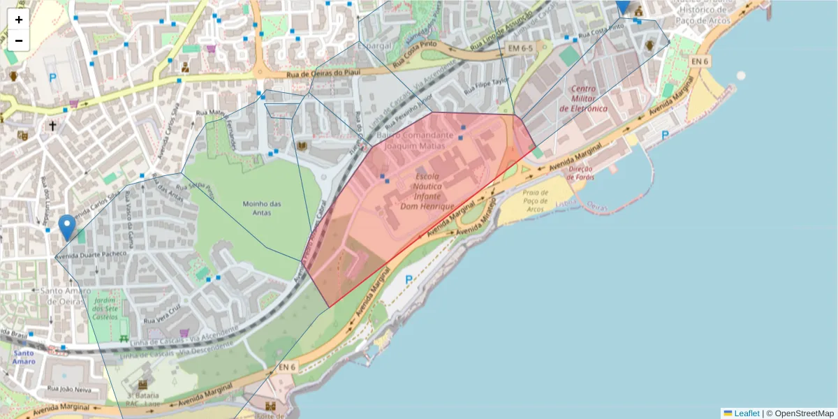 Mapa detalhado do código postal 2770-058 com limites, códigos postais vizinhos e agências dos correios