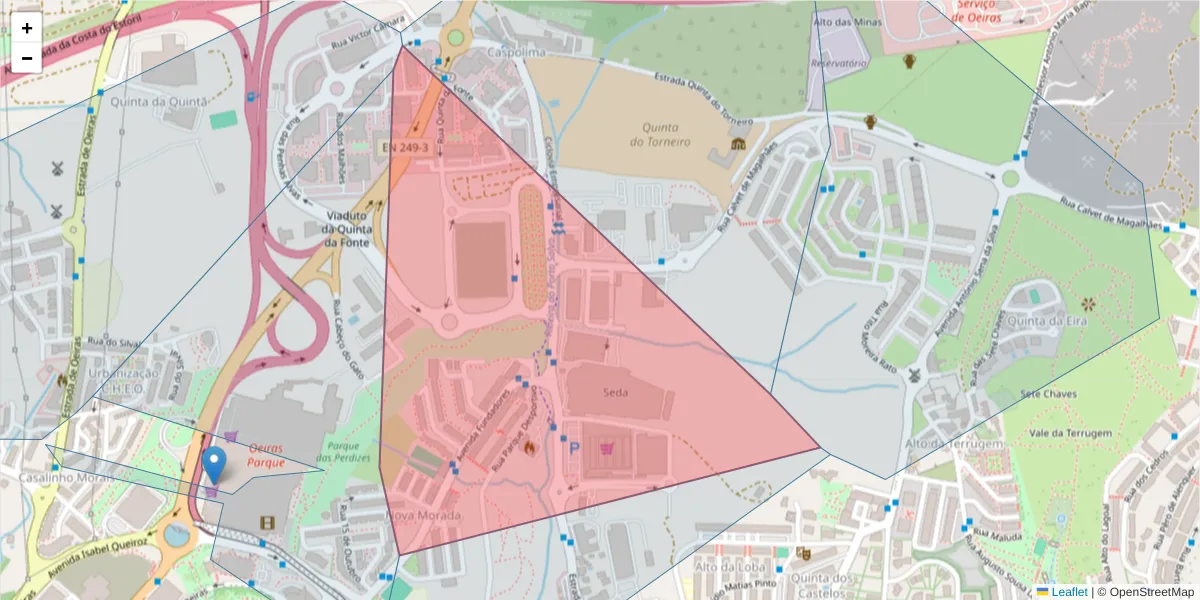 Mapa detalhado do código postal 2770-132 com limites, códigos postais vizinhos e agências dos correios