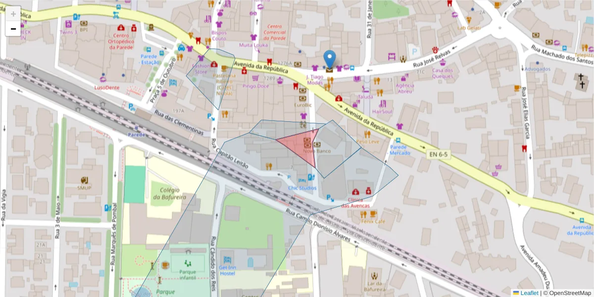Mapa detalhado do código postal 2775-248 com limites, códigos postais vizinhos e agências dos correios