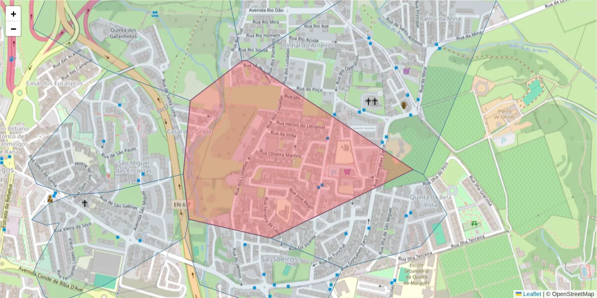 Mapa detalhado do código postal 2775-516 com limites, códigos postais vizinhos e agências dos correios