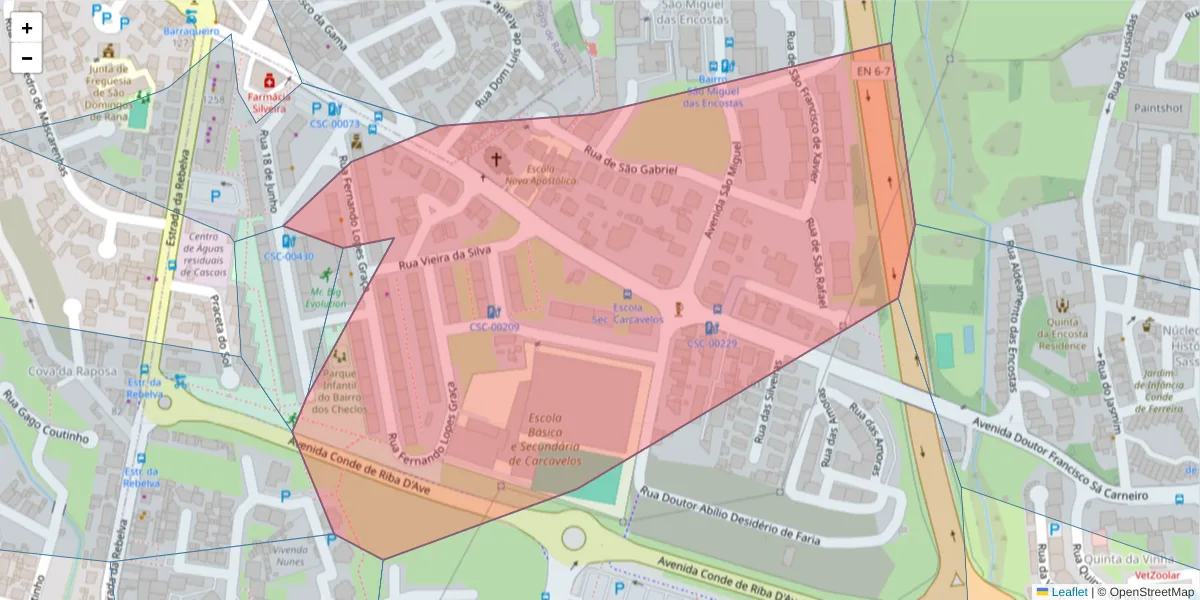 Mapa detalhado do código postal 2775-570 com limites, códigos postais vizinhos e agências dos correios