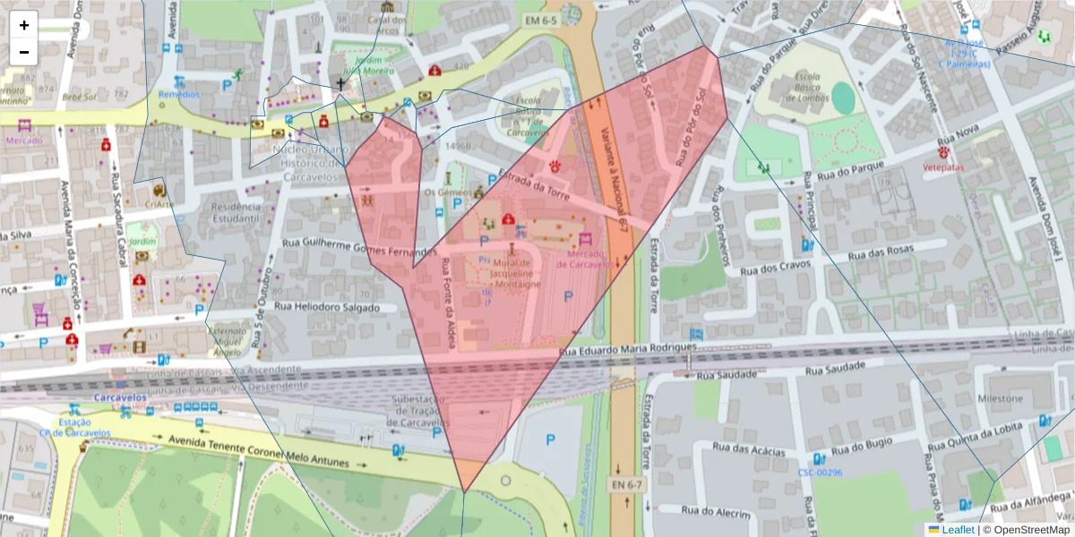 Mapa detalhado do código postal 2775-688 com limites, códigos postais vizinhos e agências dos correios
