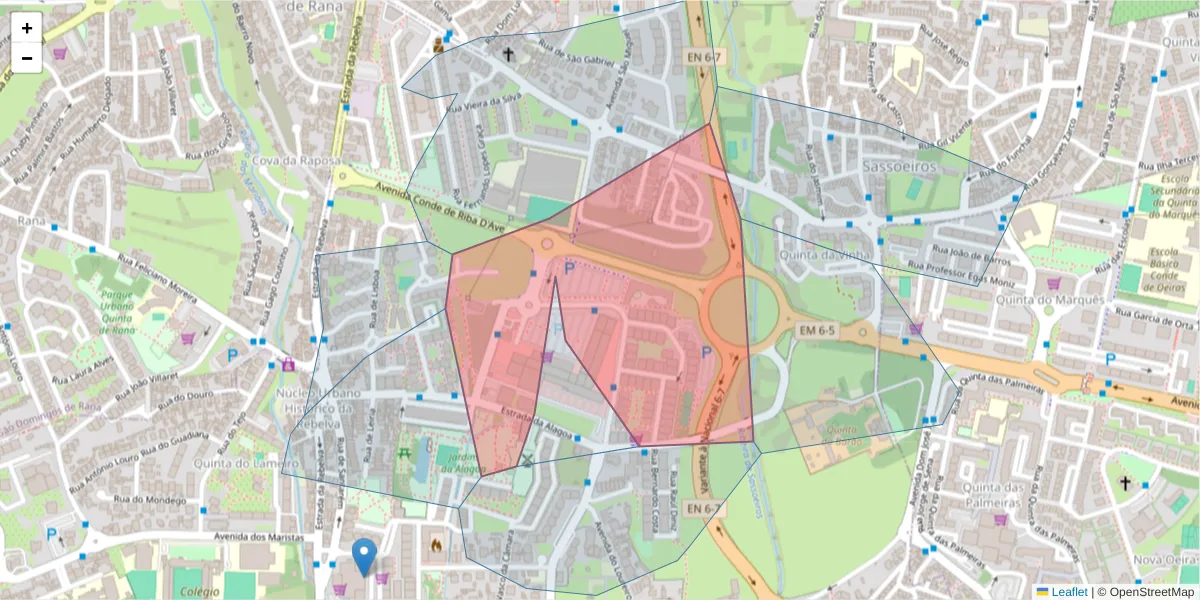 Mapa detalhado do código postal 2775-717 com limites, códigos postais vizinhos e agências dos correios