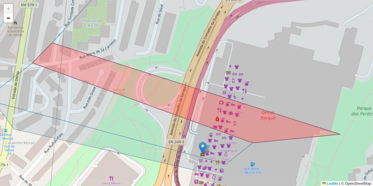 Mapa detalhado do código postal 2780-195 com limites, códigos postais vizinhos e agências dos correios