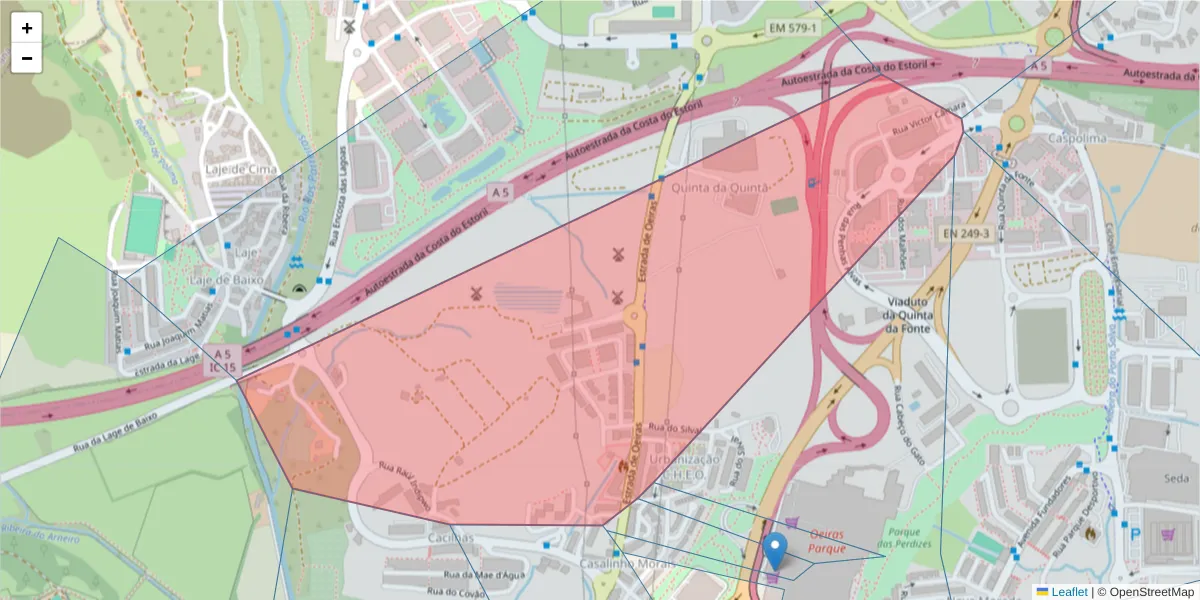 Mapa detalhado do código postal 2780-272 com limites, códigos postais vizinhos e agências dos correios