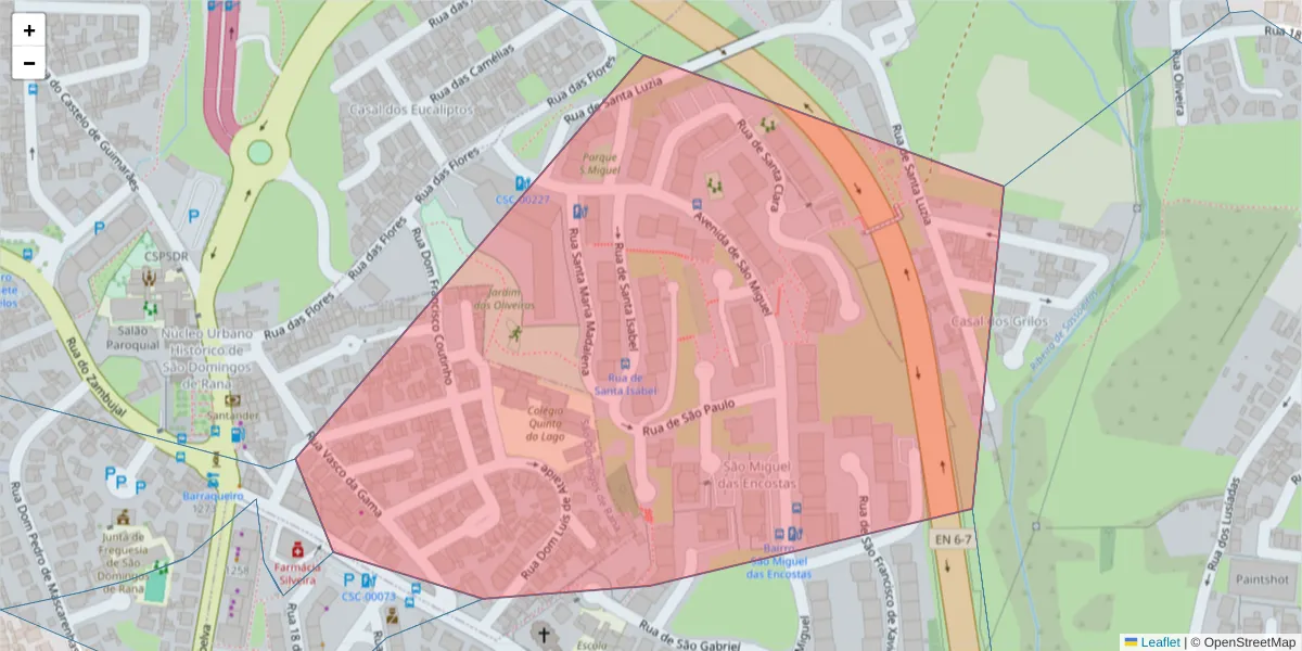 Mapa detalhado do código postal 2785-589 com limites, códigos postais vizinhos e agências dos correios