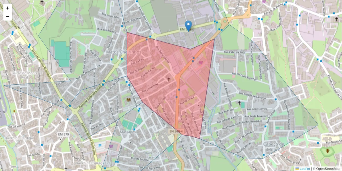 Mapa detalhado do código postal 2785-784 com limites, códigos postais vizinhos e agências dos correios