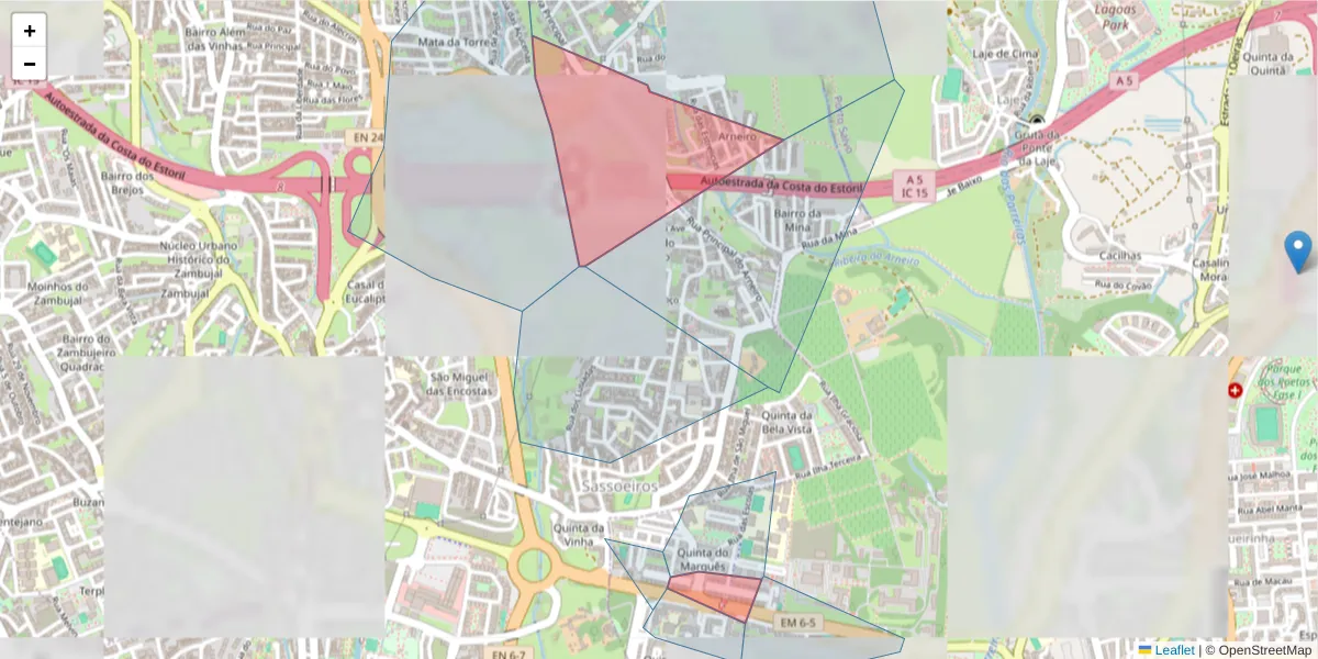 Mapa detalhado do código postal 2785-812 com limites, códigos postais vizinhos e agências dos correios