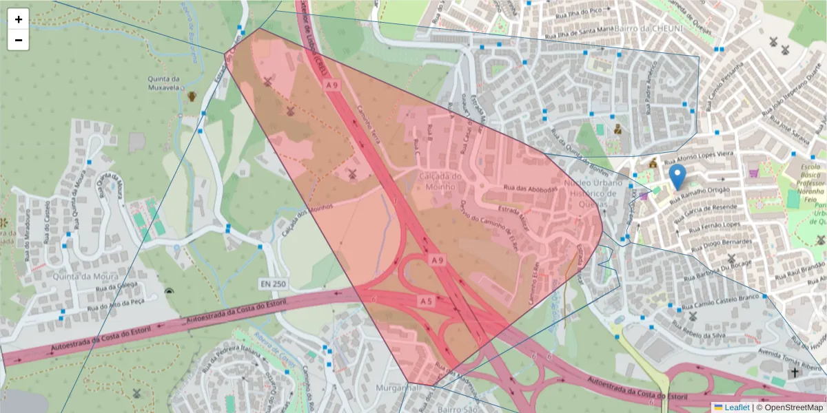 Mapa detalhado do código postal 2790-400 com limites, códigos postais vizinhos e agências dos correios