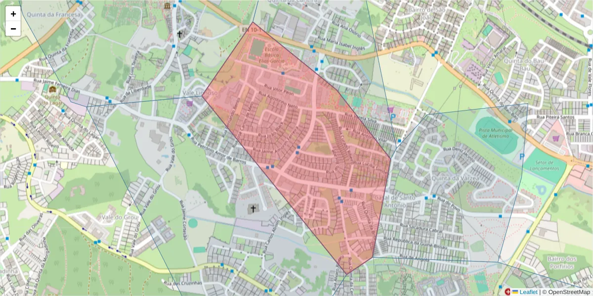 Mapa detalhado do código postal 2815-687 com limites, códigos postais vizinhos e agências dos correios