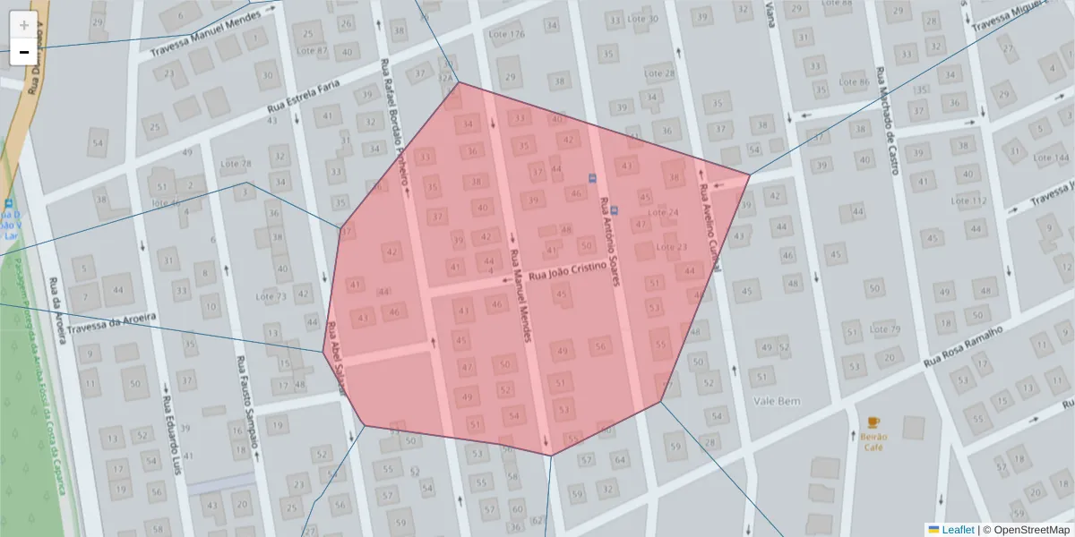 Mapa detalhado do código postal 2820-082 com limites, códigos postais vizinhos e agências dos correios