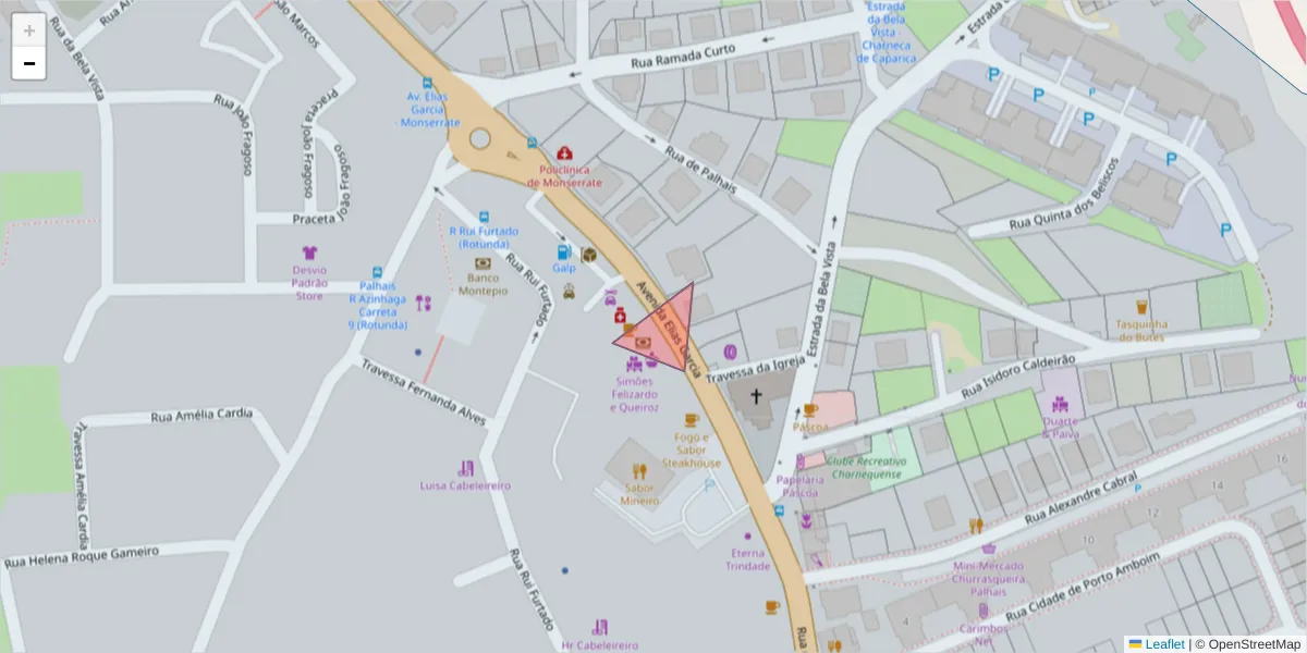 Mapa detalhado do código postal 2820-222 com limites, códigos postais vizinhos e agências dos correios