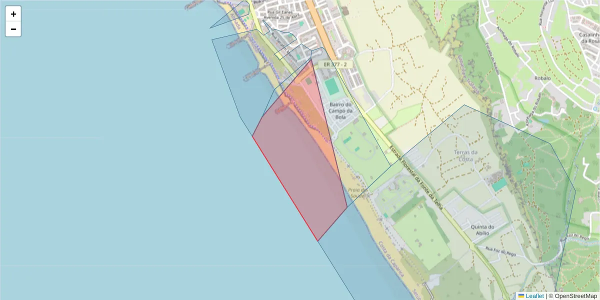 Mapa detalhado do código postal 2825-333 com limites, códigos postais vizinhos e agências dos correios