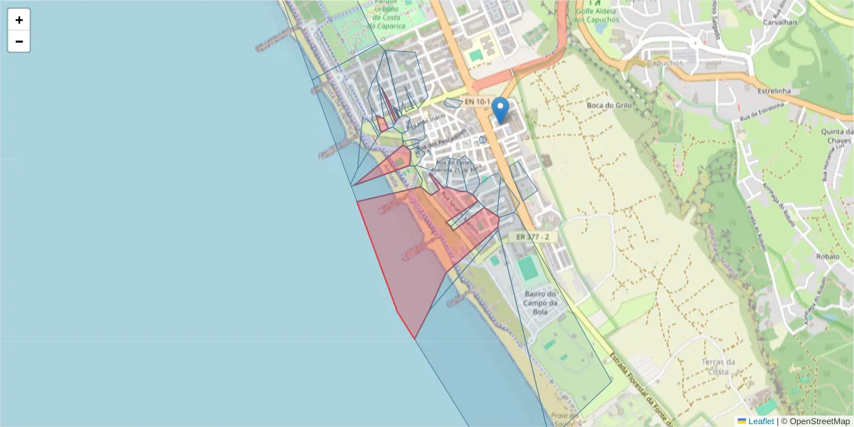 Mapa detalhado do código postal 2825-337 com limites, códigos postais vizinhos e agências dos correios