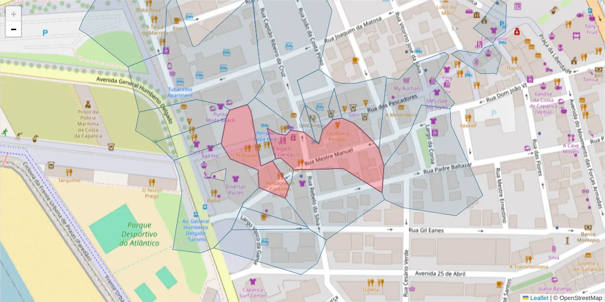 Mapa detalhado do código postal 2825-358 com limites, códigos postais vizinhos e agências dos correios