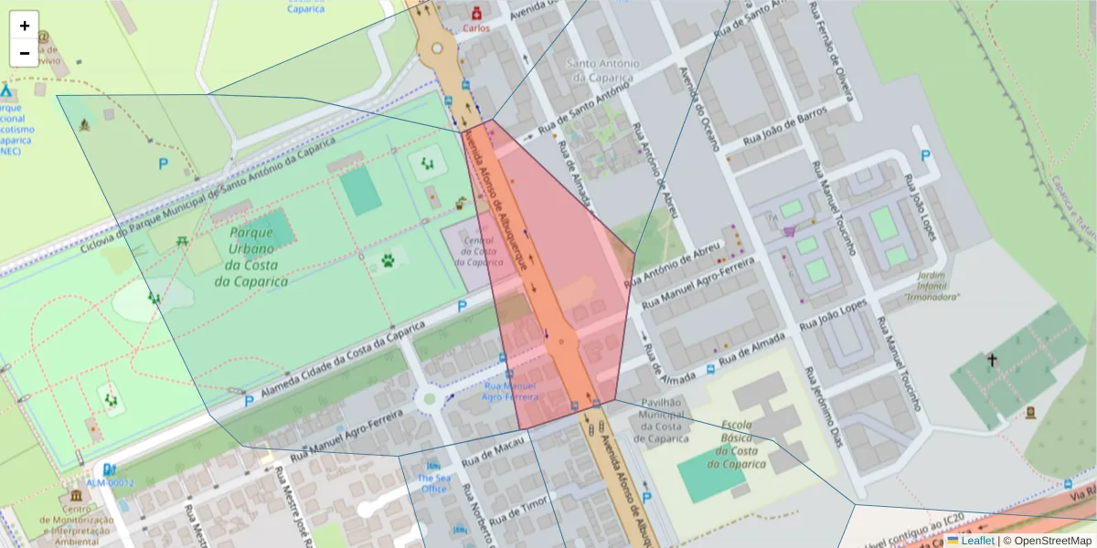 Mapa detalhado do código postal 2825-458 com limites, códigos postais vizinhos e agências dos correios