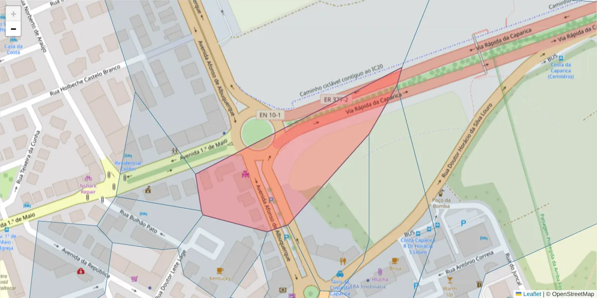 Mapa detalhado do código postal 2828-420 com limites, códigos postais vizinhos e agências dos correios